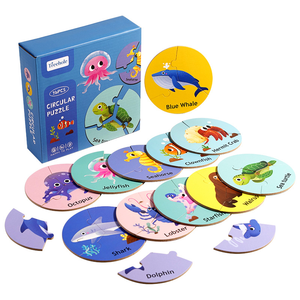 Wooden Circular Animal Puzzle Matching Game