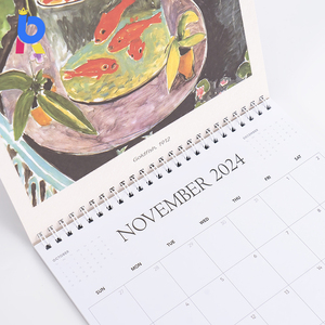 Wholesale Personalized Custom Printed Yearly Monthly Paper Hanging Spiral Binding Calendar