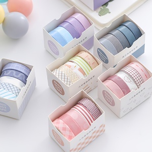 5rolls/box Simple Washi Tape Set Vintage Color Grid