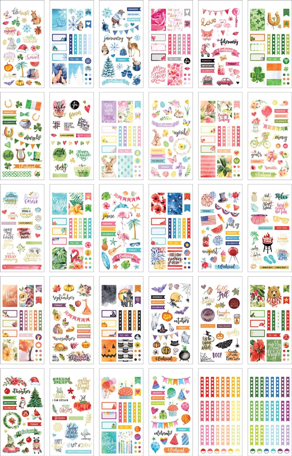 Seasonal Functional Planner Icons and Event Flags