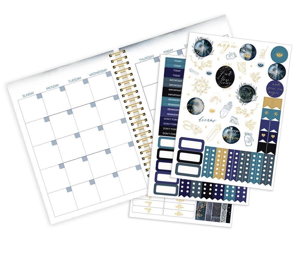Celestial monthly tab dividers with pocket folders